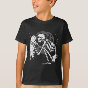 Skeleton Cat Skull Kitty Niedlich Goth Halloween M T-Shirt