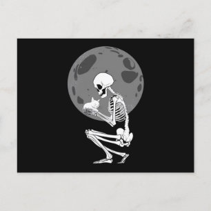 Skeleton Cat Skull Kitty Niedlich Goth Halloween Postkarte