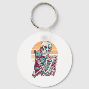 Skeleton Cat Skull Kitty Vintag Halloween Men Wom Schlüsselanhänger