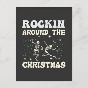 Skeleton Christmas Dance Feiertagspostkarte