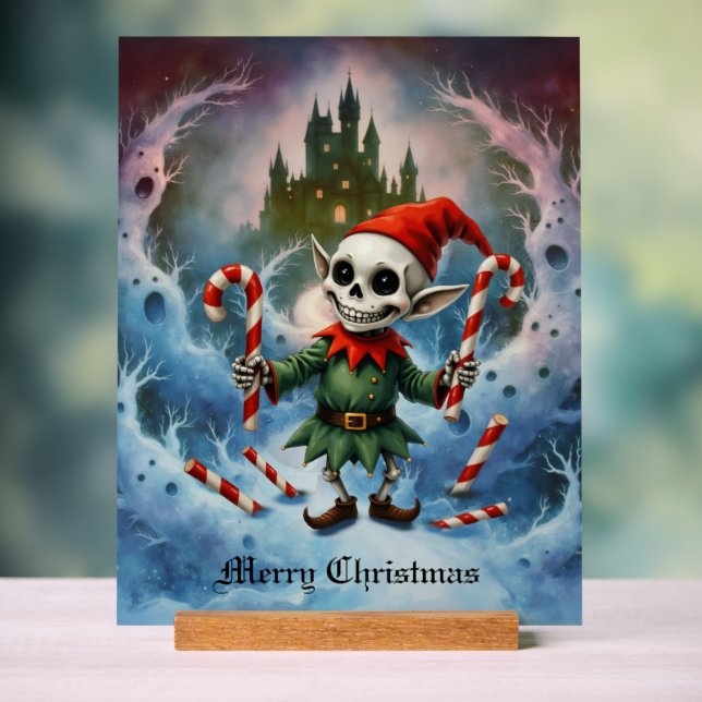 Skeleton Christmas Elf – Creepy Cute Dark Holiday  Acrylschild (Neutral)
