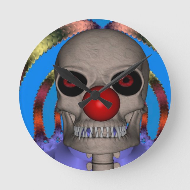 Skeleton Clown Runde Wanduhr (Vorderseite)