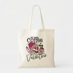 Skeleton Coffee Lovers Valentine's Day Tote Bag Tragetasche