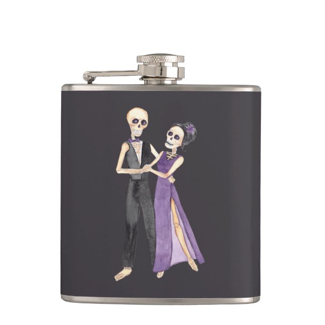 Skeleton Couple Dancing on a a Flachmann (Vorderseite)