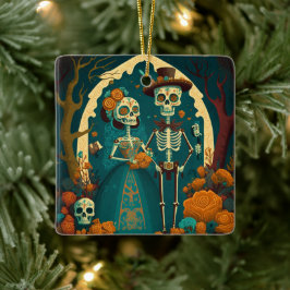Skeleton Couple Day of the Dead Ornament