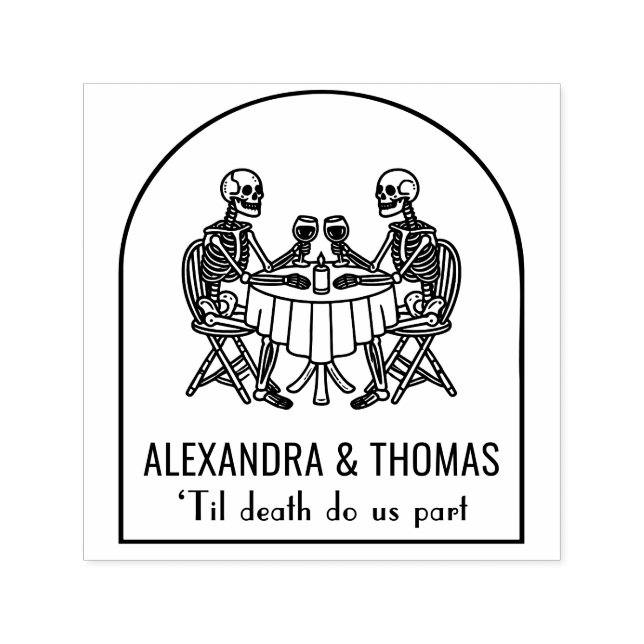 Skeleton Couple Drink Wein Til Tod tun uns Teil Permastempel (Design)