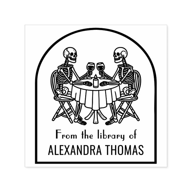 Skeleton Couple Drink Weinbibliothek Name Permastempel (Design)