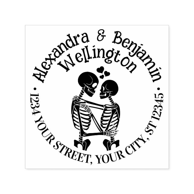 Skeleton Couple Embracing Name Rücksendeadresse Permastempel (Design)