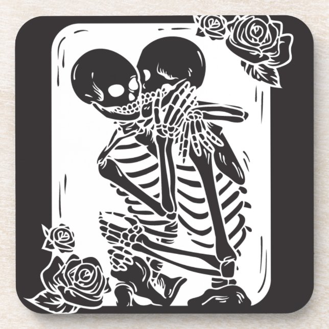Skeleton Couple Hugging auf einem Untersetzer (Vorderseite)