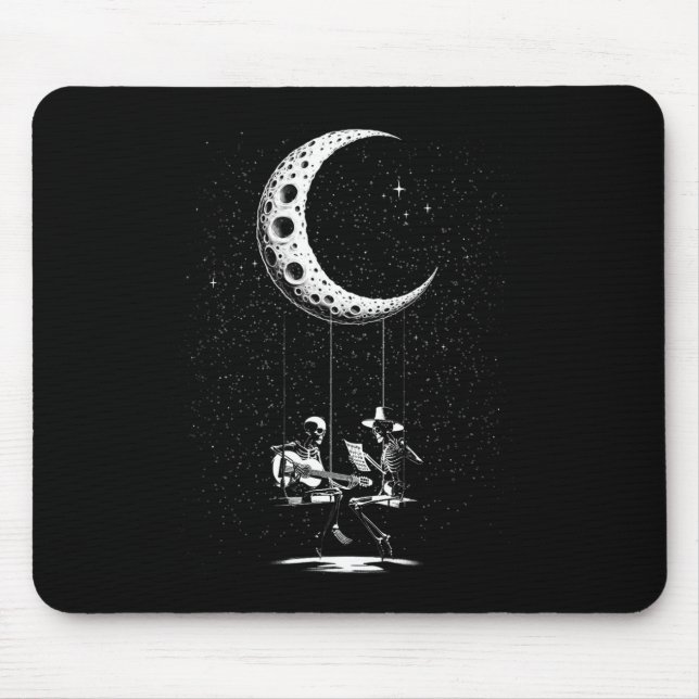 Skeleton Couple Moon Gitarre Halloween Mousepad (Vorne)