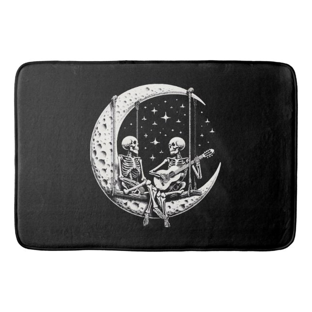 Skeleton Couple Moon Guitar Badematte (Vorderseite)