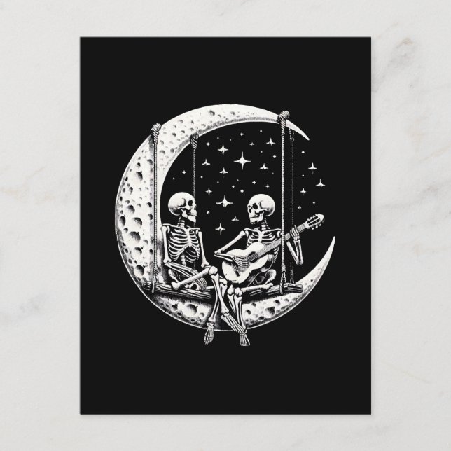 Skeleton Couple Moon Guitar Begleitkarte (Vorderseite)
