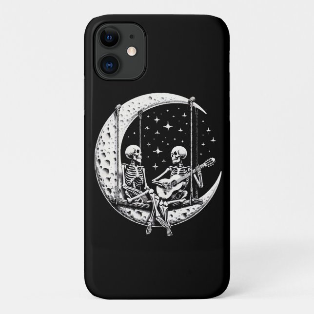 Skeleton Couple Moon Guitar Case-Mate iPhone Hülle (Rückseite)