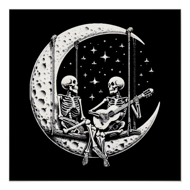 Skeleton Couple Moon Guitar Poster (Vorderseite)