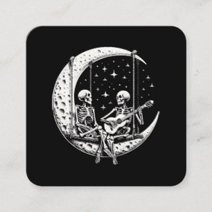 Skeleton Couple Moon Guitar Quadratische Visitenkarte