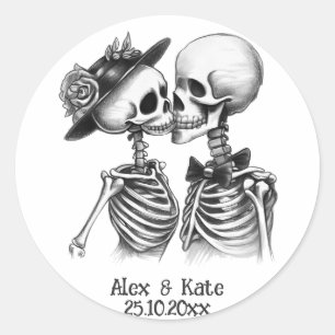 Skeleton Couple Runder Aufkleber