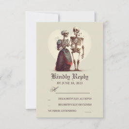 Skeleton Couple Wedding RSVP Karte