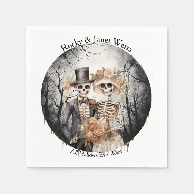 Skeleton Couple Wedding Serviette (Vorderseite)