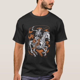 Skeleton Cowboy Reiten Halloween Reitenkostüm Männ T-Shirt