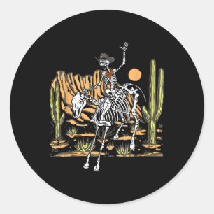 Skeleton Cowboy Riding Pferd Halloween Rider Costu Runder Aufkleber