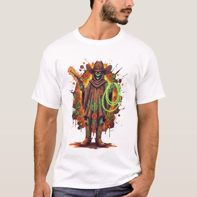 Skeleton Cowboy Western Halloween Shirt (Vorderseite)