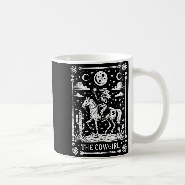 Skeleton Cowgirl Riding Horse Tarot Card Gothic Ha Kaffeetasse (Rechts)
