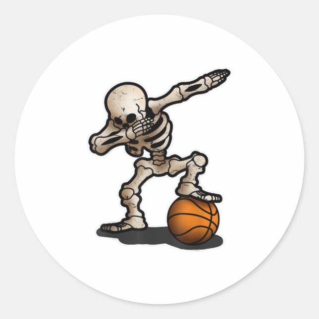 Skeleton Dabbing Basketball Halloween Kostüm Runder Aufkleber (Vorderseite)