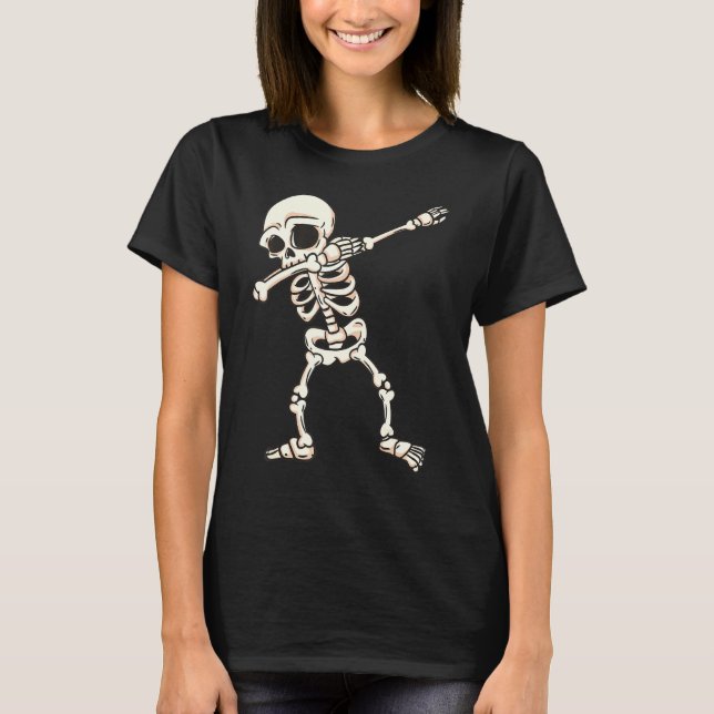 Skeleton Dabbing Funny Halloween Monster T-Shirt (Vorderseite)