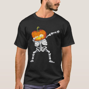 Skeleton Dabbing Kürbislaterne Tanz Halloween Pu T-Shirt