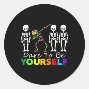 Skeleton Dabbing wagt es sich selbst zu einem Spaß Runder Aufkleber