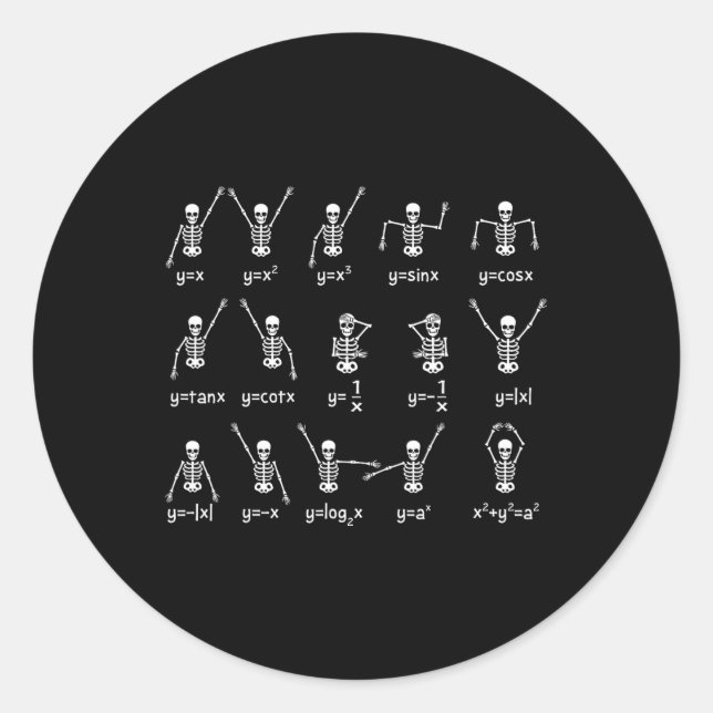 Skeleton Dance Figures Equity Math Teacher Hallo Runder Aufkleber (Vorderseite)
