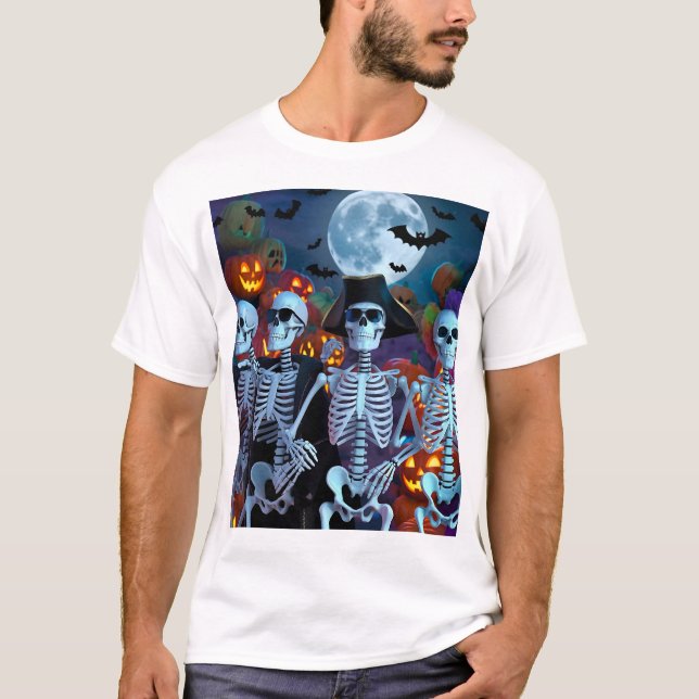 Skeleton Dance-Off Halloween T-Shirt (Vorderseite)