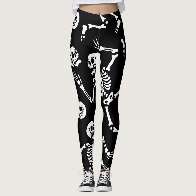 Skeleton Dance Party: Halloween - Nahtlos Leggings (Vorderseite)