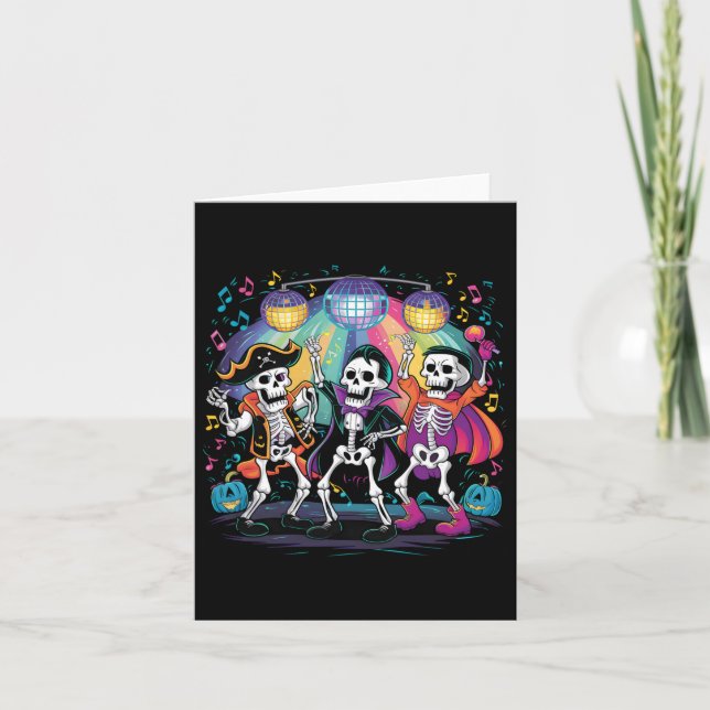 Skeleton Dance Party Spooky Halloween Feier Karte (Vorderseite)