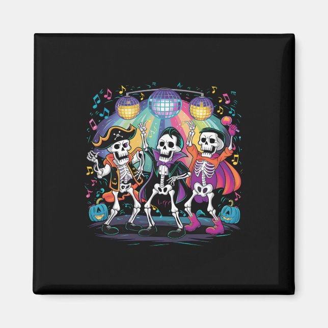 Skeleton Dance Party Spooky Halloween Feier Magnet (Vorne)