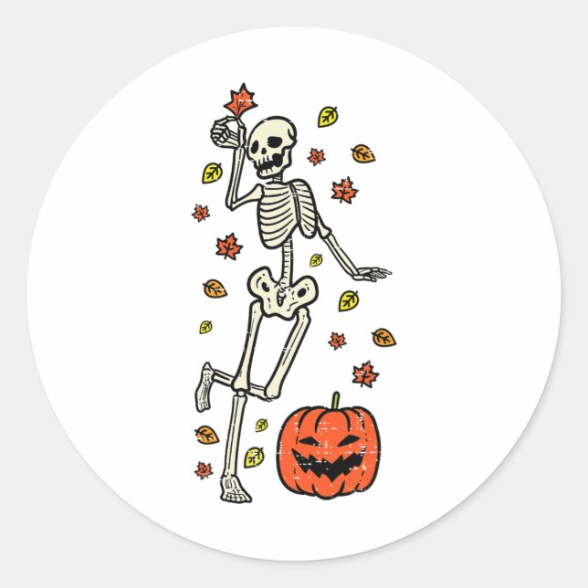 Skeleton Dance Pumpkin Halloween Kostümfall Männer Runder Aufkleber (Vorderseite)