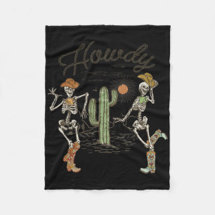 Skeleton Dancing Howdy Skeleton Cowboy Boots Hat Fleecedecke