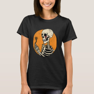 Skeleton Dandelion Halloween Spooky Bones Skull Go T-Shirt