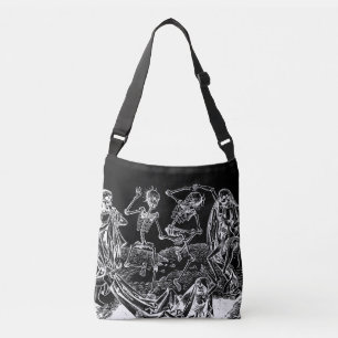 Skeleton Danse makabere schwarze Taschen-Tasche Tragetaschen Mit Langen Trägern