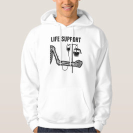 Skeleton Dark Humor Funny "Life Support" Coffee Hoodie