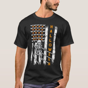 Skeleton, die Halloween-US-Flagge T-Shirt