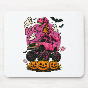Skeleton Dinosaur T Rex Riding Monster Truck Breas Mousepad