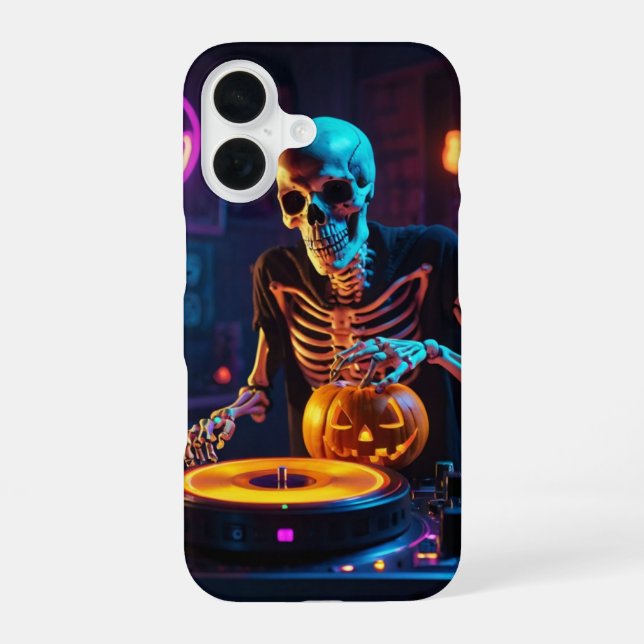 Skeleton DJ iPhone 16 Hülle (Rückseite)
