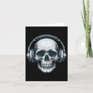Skeleton Dj Kopfhörer Spooky Skull Musiker Hallo Karte
