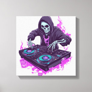 Skeleton DJ Leinwanddruck
