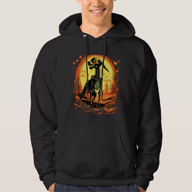 Skeleton Dog Halloween Art Hoodie (Vorderseite)