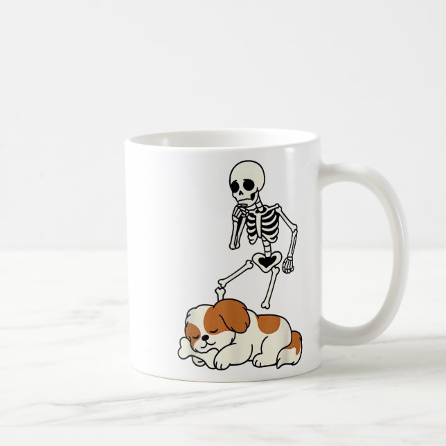 Skeleton Dog Halloween Skeleton Chasing Shih Tzu S Kaffeetasse (Rechts)