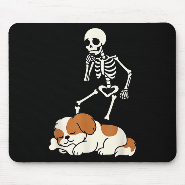 Skeleton Dog Halloween Skeleton Chasing Shih Tzu S Mousepad (Vorne)