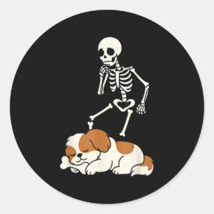 Skeleton Dog Halloween Skeleton Chasing Shih Tzu S Runder Aufkleber