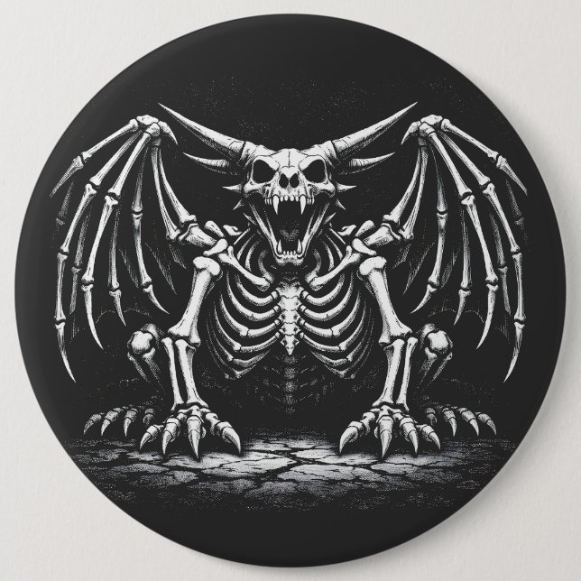 Skeleton-Drache von BurnsInHell Button (Vorderseite)